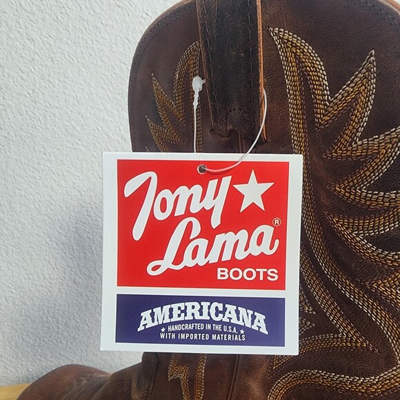 Tony Lama Americana 7956 Boots Mens Size 8.5 Brown Leather Western Cowboy main image 9